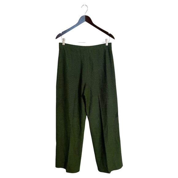 St. John Collection Green Santana Knit Pleated Pull On Straight Leg Pants Size 8 - Picture 3 of 4